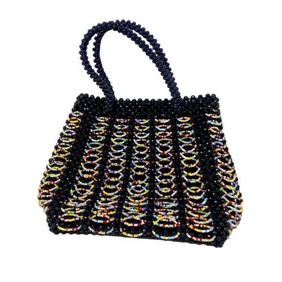 Beautiful Multi Color Beaded Embellished Small Hand Bag. 9”x7” - Picture 4 of 4